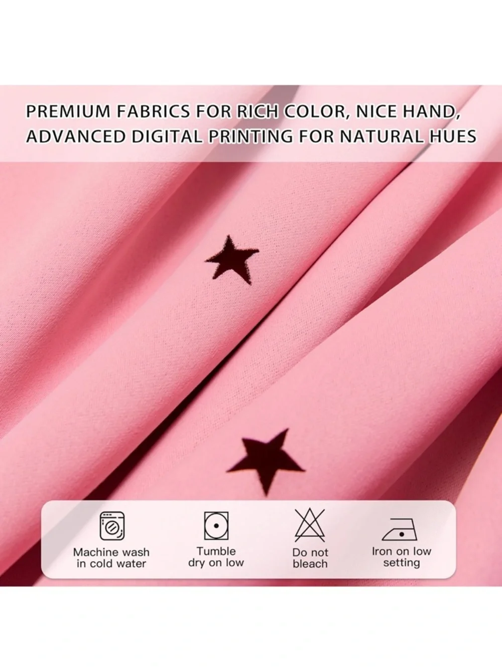UNISTAR 2 Panels Stars Blackout Curtains for princess Bedroom pink star cut out